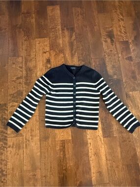 rag & bone Navy and White Striped Button-Front Cardigan